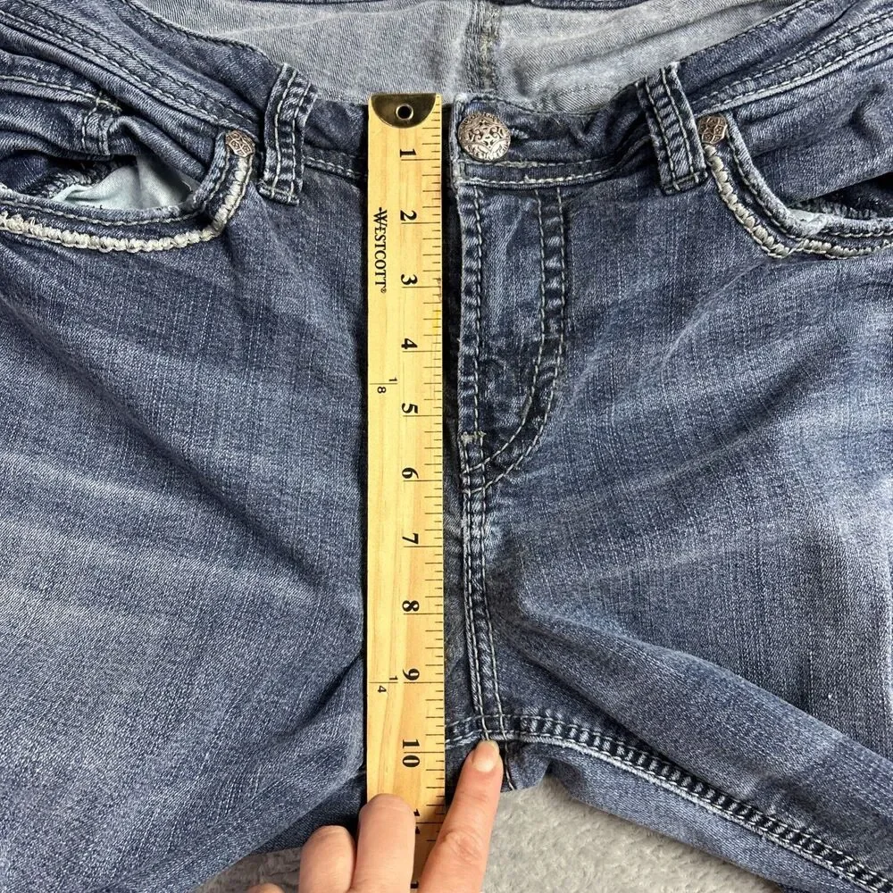 Silver Fluid Denim Suki Mid Capri Womens Jeans 14/23 Medium Wash Y2K